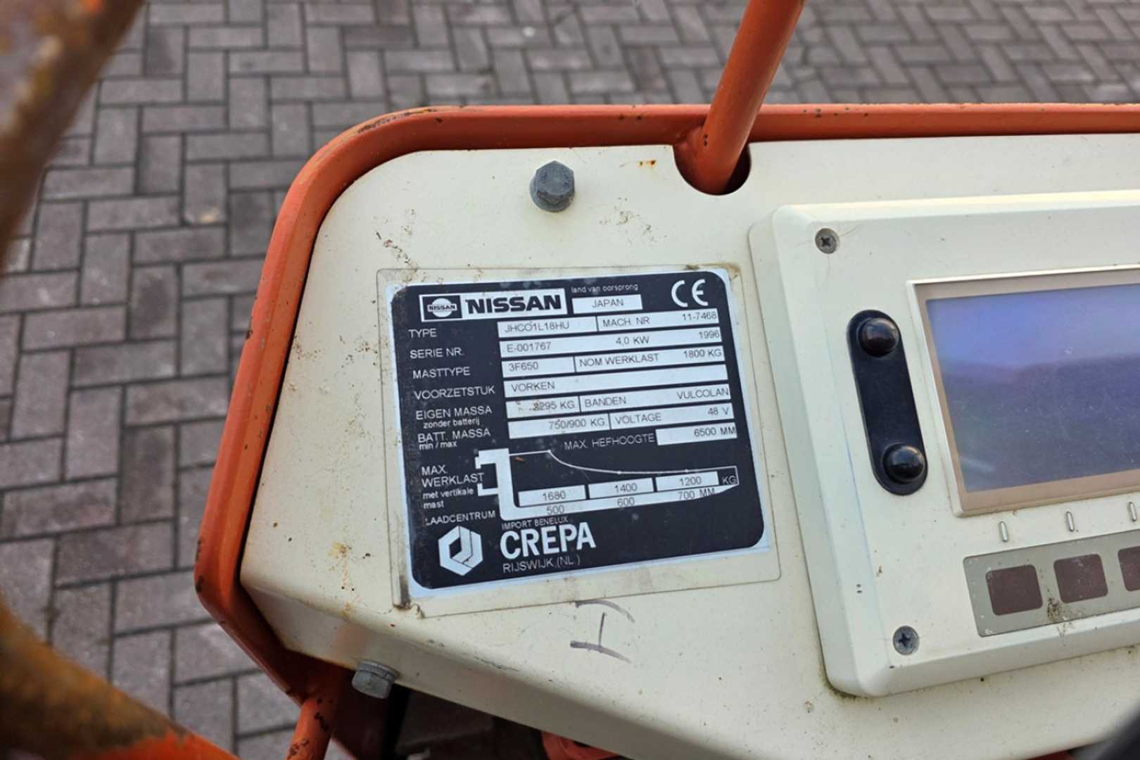 Used Forklift Nissan JHCO1L18HU 4 riteņu dakšu iekrāvējs (Image 8)