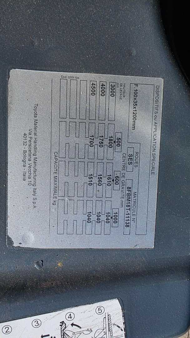 Used Forklift Toyota 8FBM18T 4 riteņu dakšu iekrāvējs (Image 8)