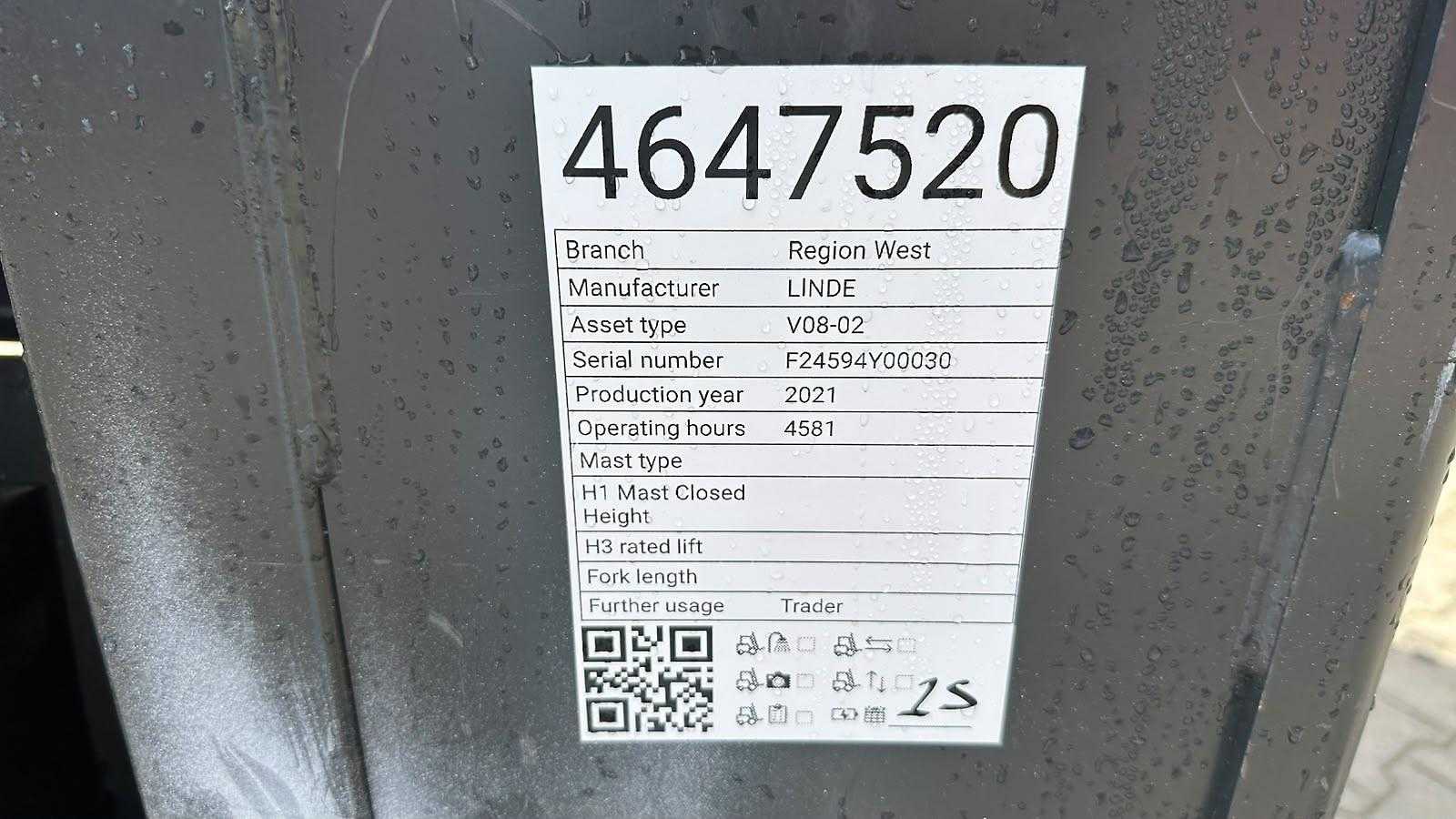 Used Forklift Linde V 08-02 Apakšējo augstplauktu komplektētājs (< 2,5 m) (Image 12) Used Forklift Linde V 08-02 Apakšējo augstplauktu komplektētājs (< 2,5 m) (Image 12)