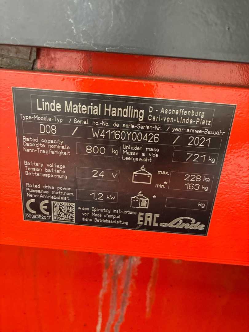 Used Forklift Linde D08-1160-01 Balstdakšu krautņotājs ar dīseli (Image 6)