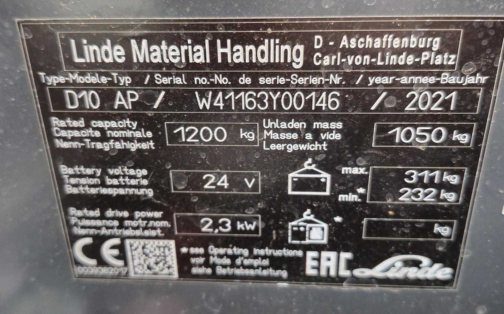 Used Forklift Linde D10AP - 1163 Balstdakšu krautņotājs (manuāla/ elektriska pacelšana) (Image 7) Used Forklift Linde D10AP - 1163 Balstdakšu krautņotājs (manuāla/ elektriska pacelšana) (Image 7)