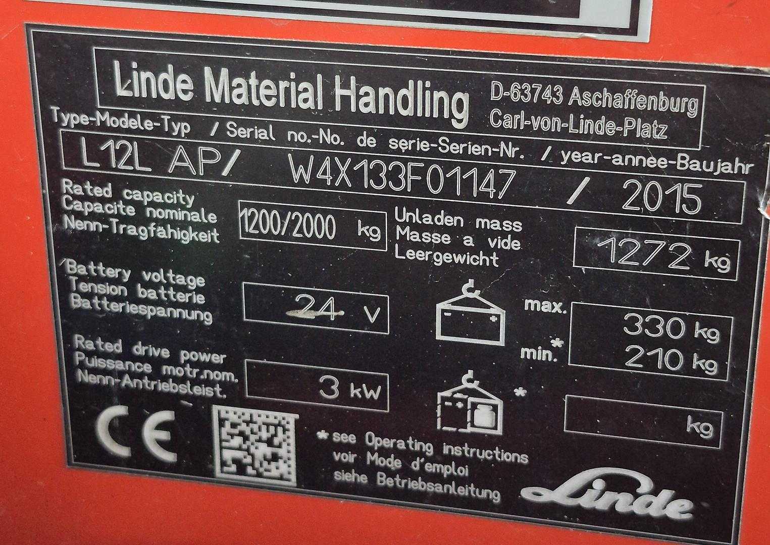 Used Forklift Linde L12L AP - 133 Balstdakšu krautņotājs (manuāla/ elektriska pacelšana) (Image 6) Used Forklift Linde L12L AP - 133 Balstdakšu krautņotājs (manuāla/ elektriska pacelšana) (Image 6)