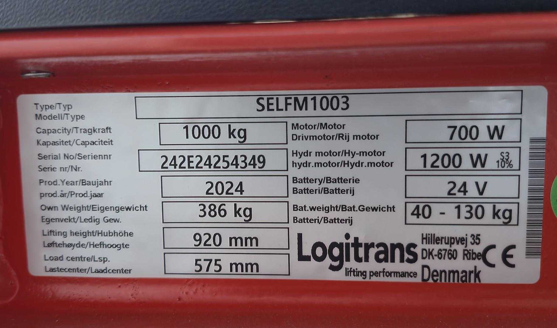 Used Forklift Logitrans SELFM 1003 Balstdakšu krautņotājs (manuāla/ elektriska pacelšana) (Image 6) Used Forklift Logitrans SELFM 1003 Balstdakšu krautņotājs (manuāla/ elektriska pacelšana) (Image 6)