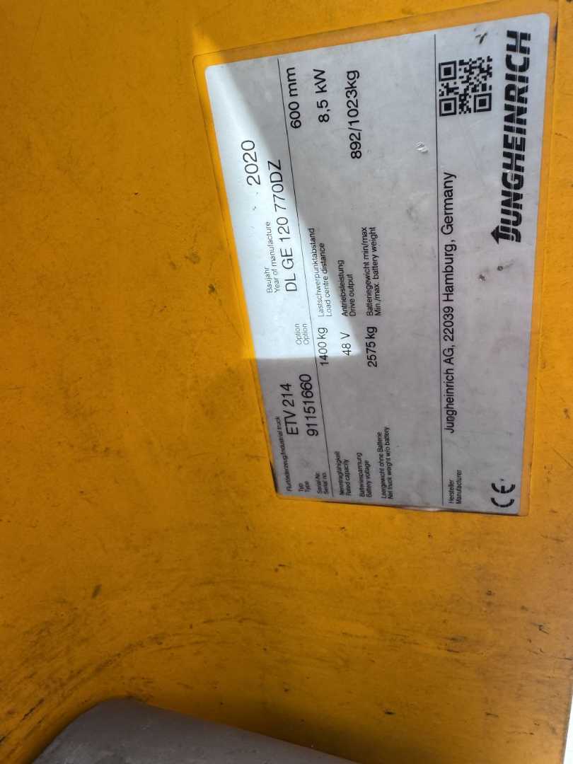 Used Forklift Jungheinrich ETV 214 Baujahr 2020 / Stunden 3356 HH 7700 Bīdmasta iekrāvējs (Image 6) Used Forklift Jungheinrich ETV 214 Baujahr 2020 / Stunden 3356 HH 7700 Bīdmasta iekrāvējs (Image 6)