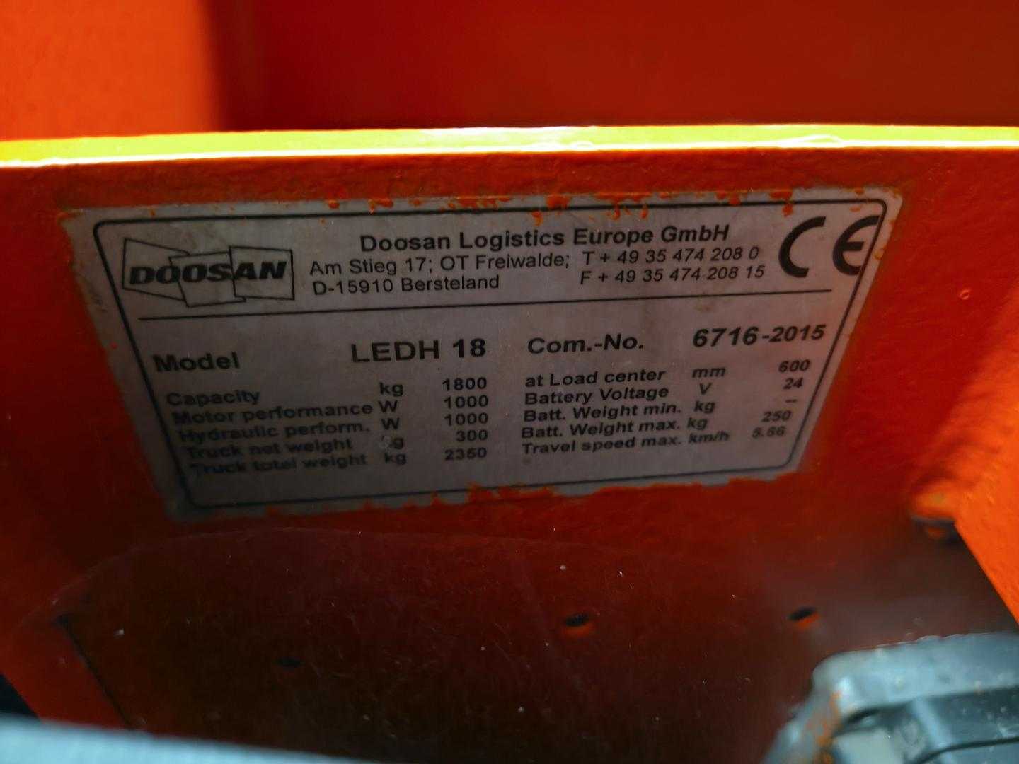 Used Forklift Doosan LEDH18 Gājēju krautņotājs ar dīseli (Image 4) Used Forklift Doosan LEDH18 Gājēju krautņotājs ar dīseli (Image 4)