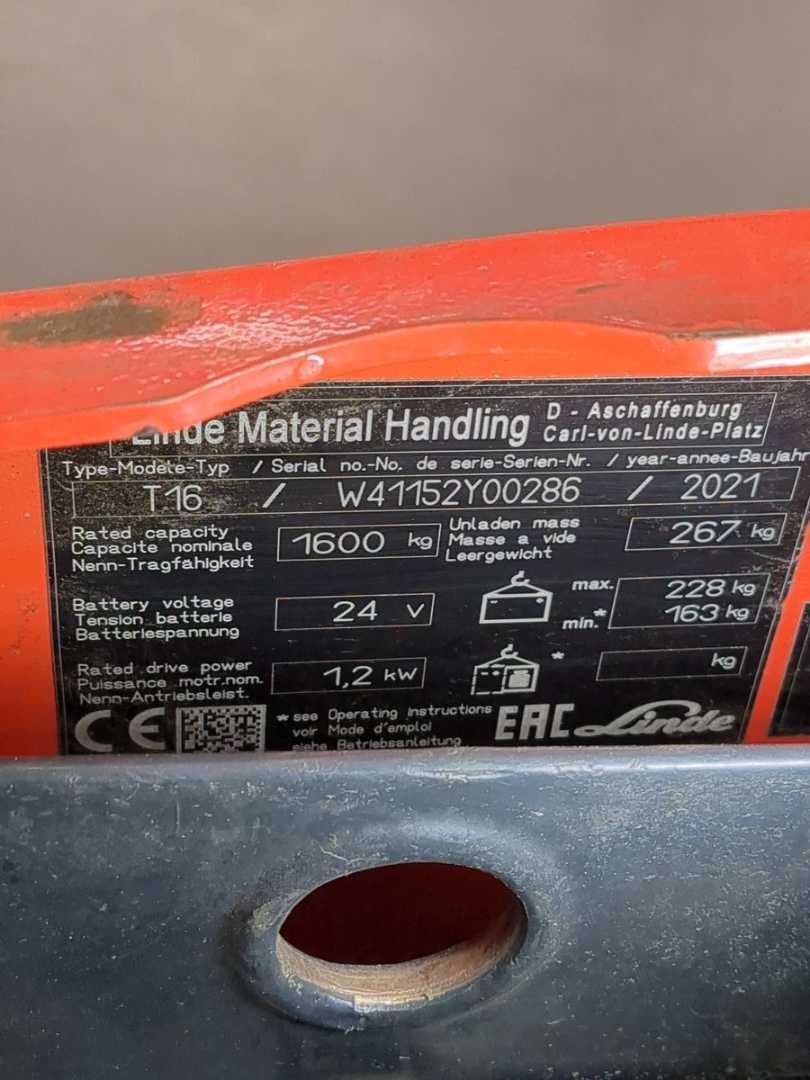 Used Forklift Linde T16-1152-02 Gājēju krautņotājs ar dīseli (Image 6) Used Forklift Linde T16-1152-02 Gājēju krautņotājs ar dīseli (Image 6)