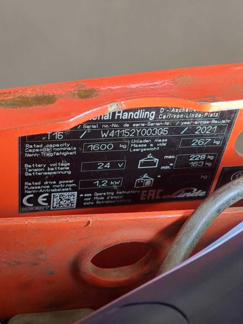 Used Forklift Linde T16-1152-02 Gājēju krautņotājs ar dīseli (Image 6) Used Forklift Linde T16-1152-02 Gājēju krautņotājs ar dīseli (Image 6)