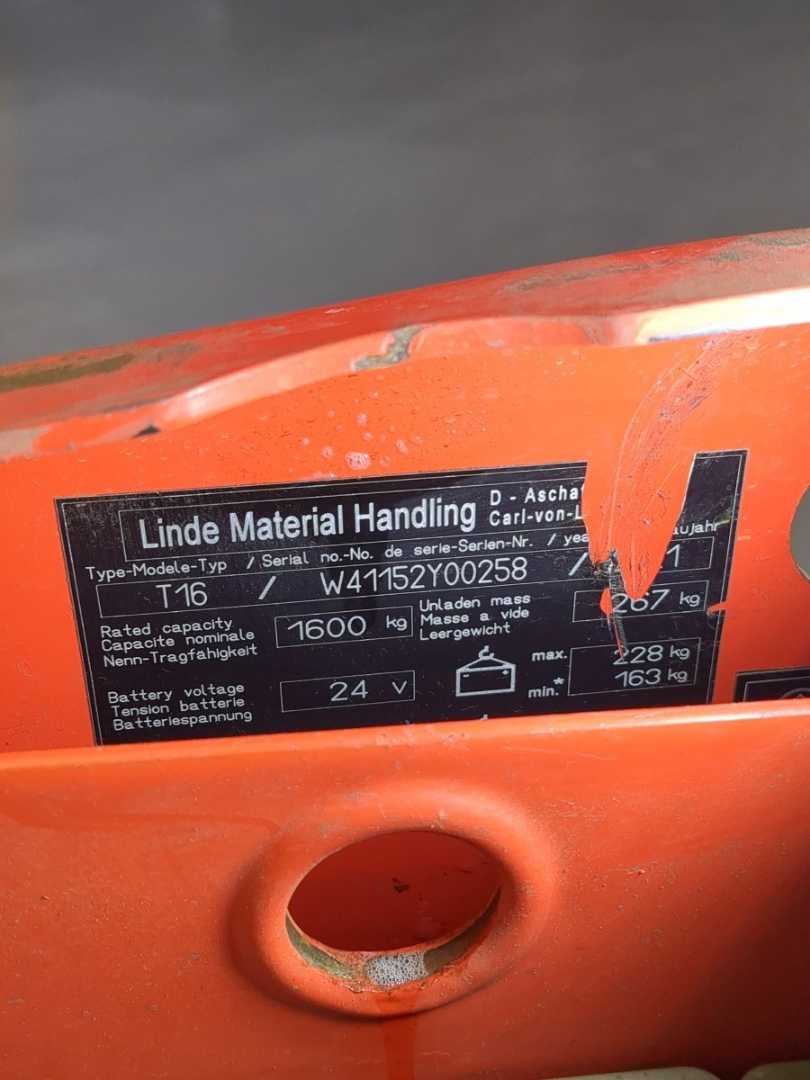 Used Forklift Linde T16-1152-02 Gājēju krautņotājs ar dīseli (Image 6) Used Forklift Linde T16-1152-02 Gājēju krautņotājs ar dīseli (Image 6)