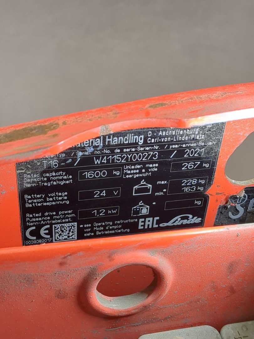 Used Forklift Linde T16-1152-02 Gājēju krautņotājs ar dīseli (Image 6) Used Forklift Linde T16-1152-02 Gājēju krautņotājs ar dīseli (Image 6)