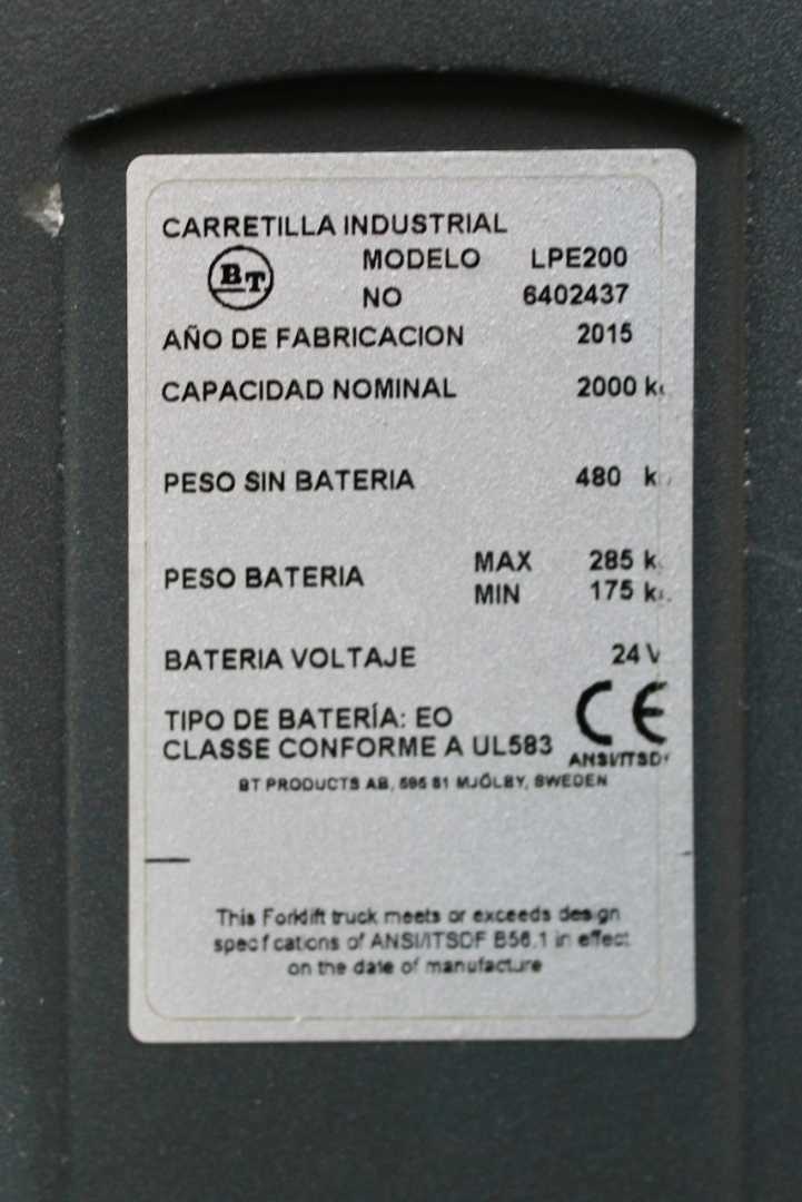 Used Forklift BT LPE 200 Gājēju krautņotājs (daļēji elektrisks) (Image 6) Used Forklift BT LPE 200 Gājēju krautņotājs (daļēji elektrisks) (Image 6)