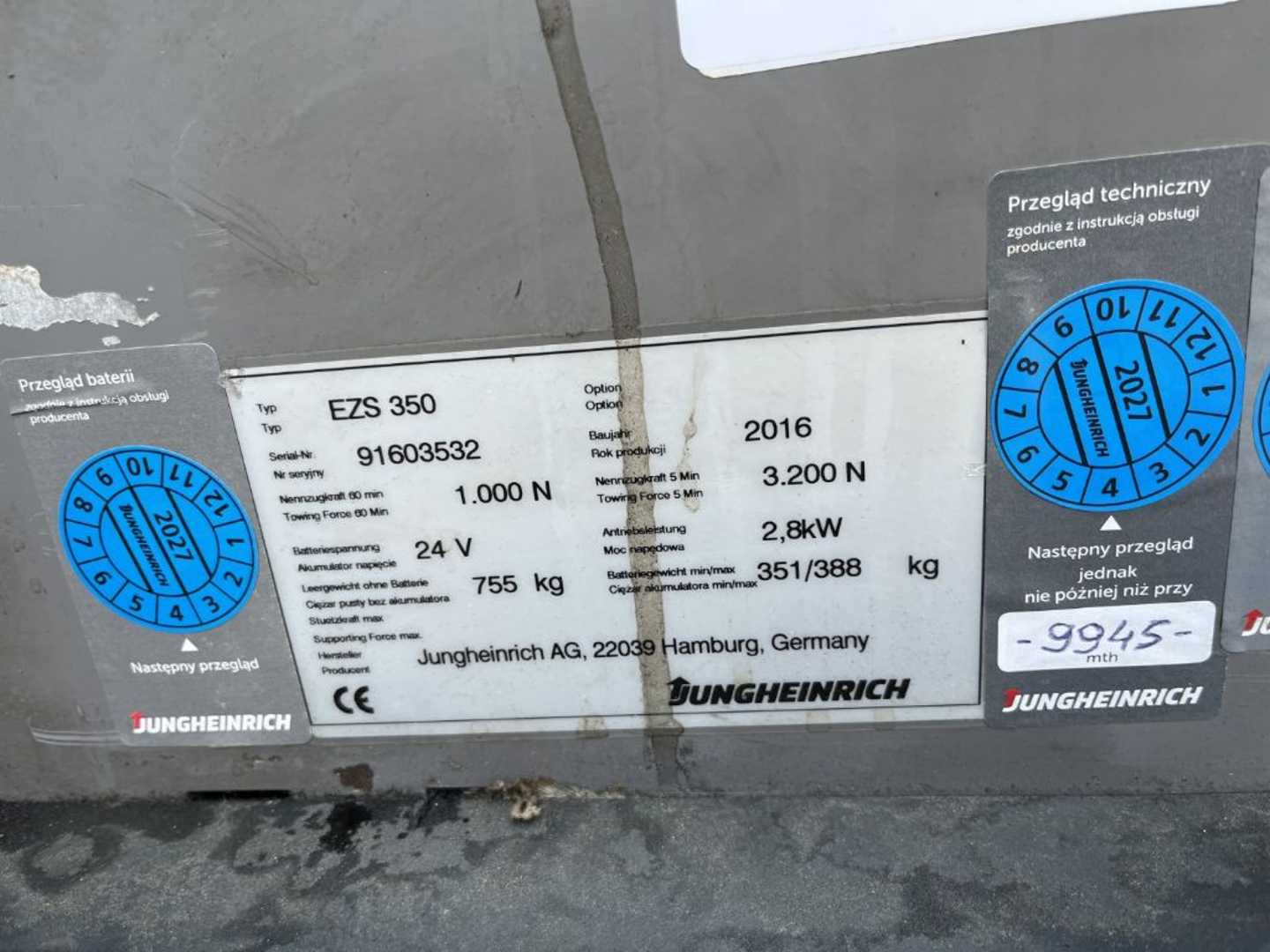Used Forklift Jungheinrich ESZ350L Vilcējs (Image 4) Used Forklift Jungheinrich ESZ350L Vilcējs (Image 4)