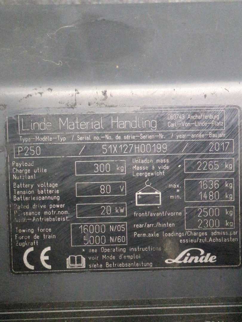 Used Forklift Linde P250-127-05 Vilcējs (Image 6) Used Forklift Linde P250-127-05 Vilcējs (Image 6)