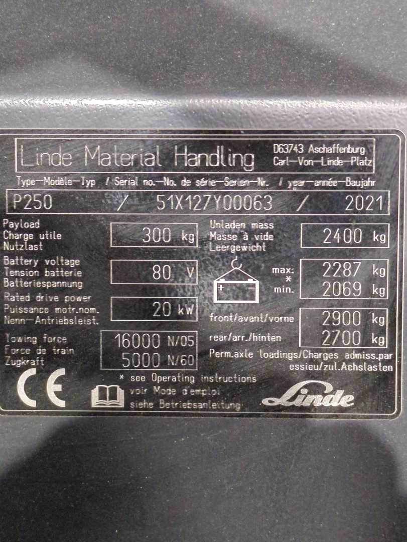 Used Forklift Linde P250-127-05 Vilcējs (Image 6) Used Forklift Linde P250-127-05 Vilcējs (Image 6)