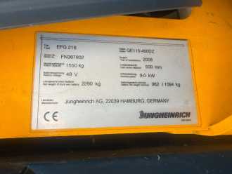 Muletto usato JUNGHEINRICH EFG 216 Baujahr 2008/ HH 4500 Akku Bj 2014 ELEKTRO DREIRADFRONTSTAPLER (13070531)