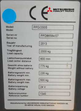 Muletto usato UNICARRIERS PPD200S DIESEL NIEDERHUBKOMMISSIONIERER (13058499)