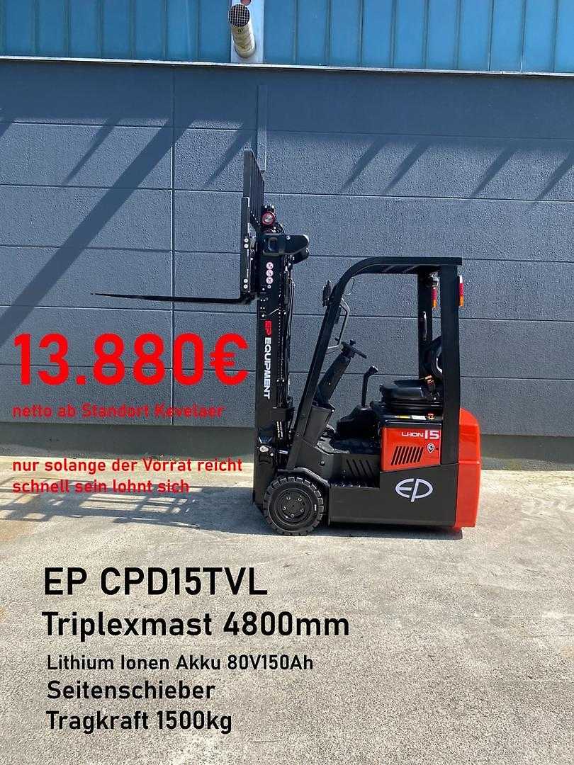 Použité vysokozdvižné vozíky EP CPD15TVL Lithium Ionen ELEKTRO DREIRADFRONTSTAPLER (13034785)