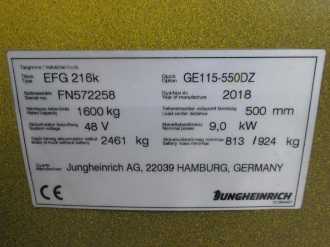 Použité vysokozdvižné vozíky JUNGHEINRICH EFG 216k SP GE 115-550 DZ ELEKTRO VIERRADFRONTSTAPLER (13006208)
