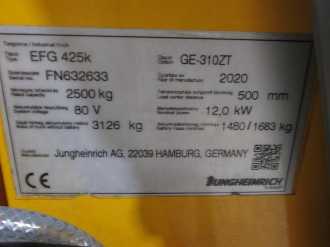 Použité vysokozdvižné vozíky JUNGHEINRICH EFG 425k SP GE 115-310 ZT ELEKTRO VIERRADFRONTSTAPLER (13033223)