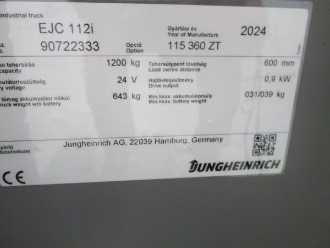 Použité vysokozdvižné vozíky JUNGHEINRICH EJC 112i G 115-360 ZT Li-Ion ELEKTRO HOCHHUBWAGENDEICHSEL (13028190)