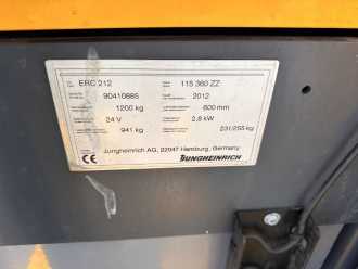 Použité vysokozdvižné vozíky JUNGHEINRICH ERC 212 Baujahr 2012 HH 3,6M Duplex/ Freihub ELEKTRO HOCHHUBWAGENDEICHSEL (13000275)