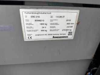 Použité vysokozdvižné vozíky JUNGHEINRICH ERC 216 Baujahr 2018 Stunden 8362HH 2800 ELEKTRO HOCHHUBWAGENDEICHSEL (13000273)