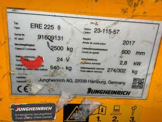 Použité vysokozdvižné vozíky JUNGHEINRICH ERE 225 Baujahr 2017 Akku 2017 Gabellänge 1150 ELEKTRO NIEDERHUBKOMMISSIONIERER (13074937)