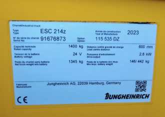 Použité vysokozdvižné vozíky JUNGHEINRICH ESC 214z 535 DZ ELEKTRO HOCHHUBWAGENDEICHSEL (13071090)