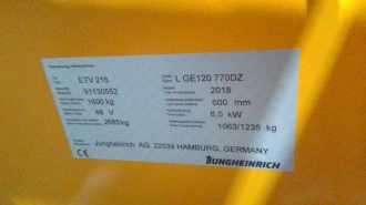 Použité vysokozdvižné vozíky JUNGHEINRICH ETV 216 MP L GE 120 770 DZ ELEKTRO SCHUBMASTSTAPLER (13003895)