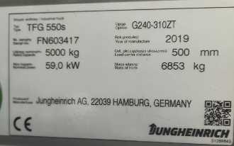 Použité vysokozdvižné vozíky JUNGHEINRICH TFG 550s SP G 115 - 310 ZT GAS VIERRADFRONTSTAPLER (13072112)