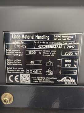 Použité vysokozdvižné vozíky LINDE E16-386-02 ELEKTRO DREIRADFRONTSTAPLER (13018745)