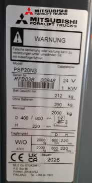 Použité vysokozdvižné vozíky MITSUBISHI PBP20N3 ELEKTRO HOCHHUBWAGENDEICHSEL (13061085)