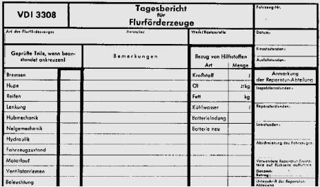 Tagesbericht Flurförderzeuge
