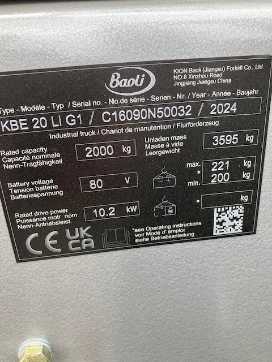Used Forklift Truck BAOLI KBE 20 Li G1 ELEKTRO VIERRADFRONTSTAPLER (13034325)