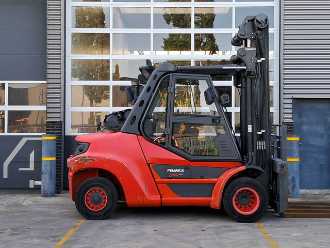 Used Forklift Truck LINDE H80T-03/900 GAS VIERRADFRONTSTAPLER (13046546)