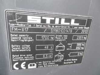 Used Forklift Truck STILL FM-X 17 /Bj.2012 ELEKTRO SCHUBMASTSTAPLER (12946499)