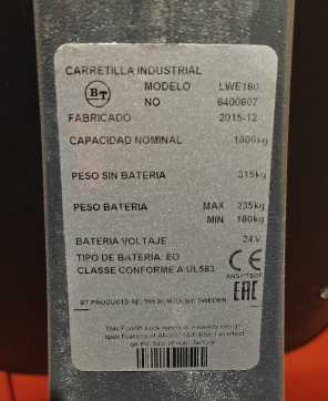 Used Forklift Truck BT LWE 180 ELEKTRO NIEDERHUBWAGENSEMIELEKTRISCH (12991067)