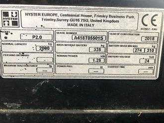 Used Forklift Truck HYSTER P2.0 ( 1.000 mm forks ) ELEKTRO NIEDERHUBWAGENDEICHSEL (12869599)