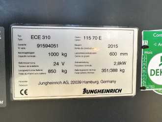 Used Forklift Truck JUNGHEINRICH ECE 310 Baujahr 2015/ HH 0,7M Stunden 4005 ELEKTRO NIEDERHUBKOMMISSIONIERER (13000290)