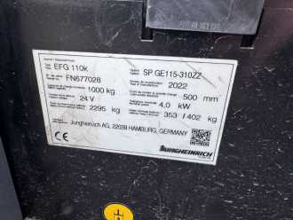 Used Forklift Truck JUNGHEINRICH EFG 110k Baujahr 2022 / Stunden 566 Neuwertig ELEKTRO DREIRADFRONTSTAPLER (13075702)