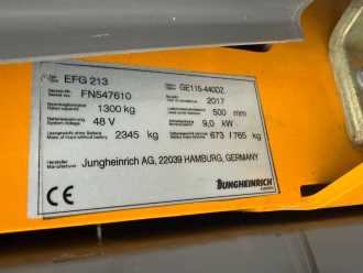 Used Forklift Truck JUNGHEINRICH EFG 213 Baujahr 2017 / HH 4400 Vollkabine Heizung ELEKTRO DREIRADFRONTSTAPLER (13012398)