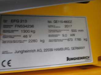 Used Forklift Truck JUNGHEINRICH EFG 213 SP GE 110-480 DZ ELEKTRO VIERRADFRONTSTAPLER (13070937)