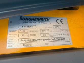 Used Forklift Truck JUNGHEINRICH EFG 215 Baujahr 2013 / HH 4500 Akku 2022 ELEKTRO DREIRADFRONTSTAPLER (13031043)