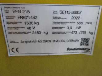 Used Forklift Truck JUNGHEINRICH EFG 215 SP GE 115-500 DZ ELEKTRO VIERRADFRONTSTAPLER (13038928)