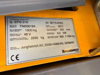 Used Forklift Truck JUNGHEINRICH EFG 216 Baujahr 2017 / Stunden 3028 HH 4700 ELEKTRO DREIRADFRONTSTAPLER (13059326)