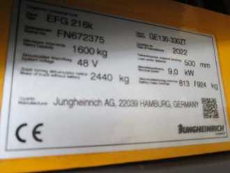 Used Forklift Truck JUNGHEINRICH EFG 216k SP GE 130-330 ZT ELEKTRO VIERRADFRONTSTAPLER (12959009)