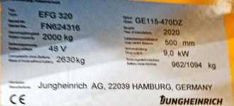 Used Forklift Truck JUNGHEINRICH EFG 320 SP GE 115-470DZ ELEKTRO VIERRADFRONTSTAPLER (13026985)