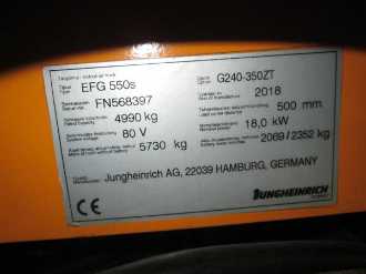 Used Forklift Truck JUNGHEINRICH EFG 550s MP ZVG 240-350 ZT ELEKTRO VIERRADFRONTSTAPLER (13038929)