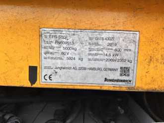 Used Forklift Truck JUNGHEINRICH EFG S 50 Baujahr 2019/Kabine /Heizung /3-4Ventil ELEKTRO VIERRADFRONTSTAPLER (13000986)