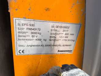 Used Forklift Truck JUNGHEINRICH EFG S30 Baujahr 2017/ TRIPLEX Stunden 3819 ELEKTRO VIERRADFRONTSTAPLER (13046055)