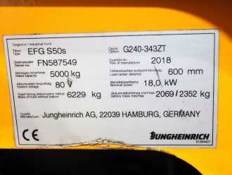 Used Forklift Truck JUNGHEINRICH EFG S50s G240-343ZT ELEKTRO VIERRADFRONTSTAPLER (13036045)